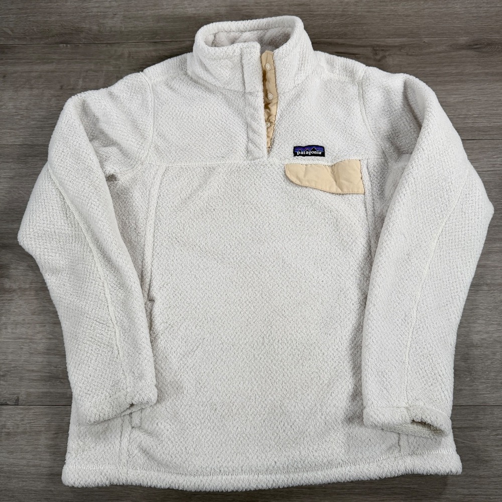 Patagonia Womens Synchilla Snap-T Fleece Pullover Cream Off White Jacket 25443